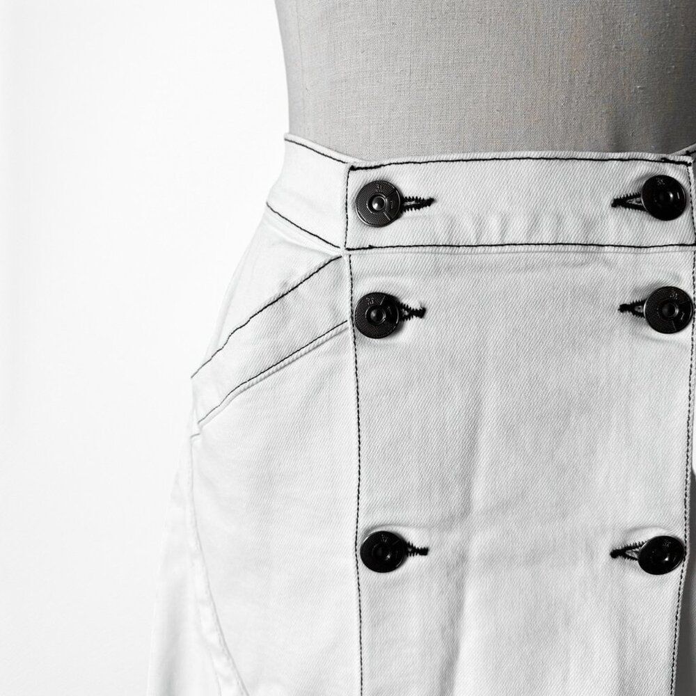 Jason Wu White Button Front Detail A-Line Denim High Waisted Maxi Skirt Size XS - Picture 6 of 6